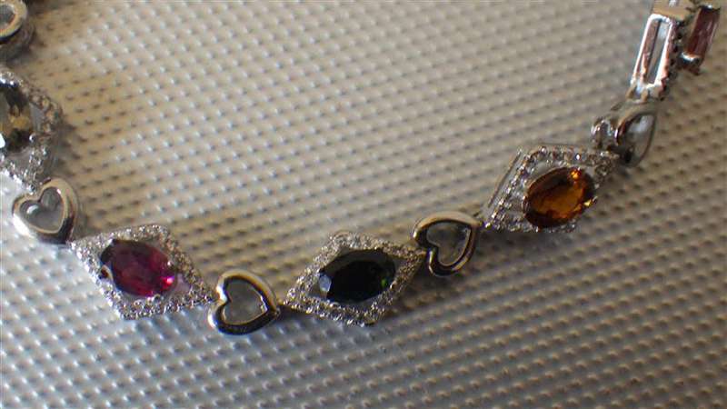 Smashing Sterling Silver Multi Gem Bracelet - weight 10.8 g