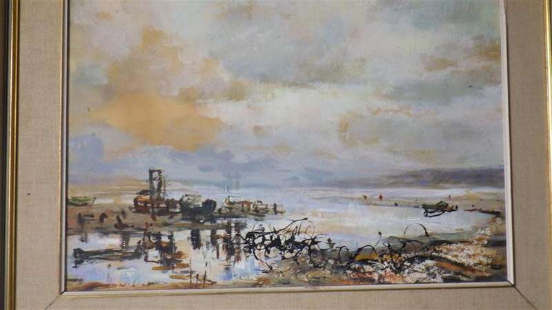 Lovely Karlis F. Medlis `Shore` Oil on Board Painting.  Value R8 000
