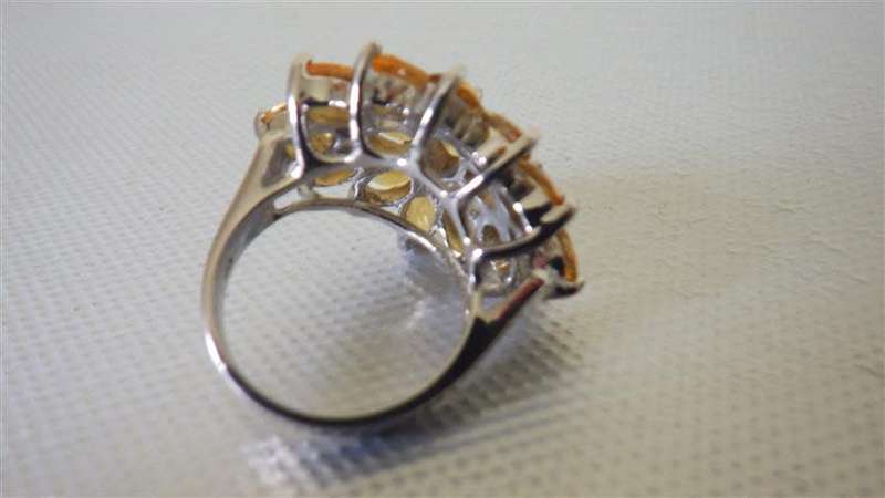 Spectacular Sterling Silver Citrine Cluster Ring