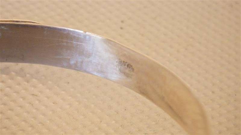 Magnificent Vintage Sterling Silver Cameo Bangle - weight 20.5 g