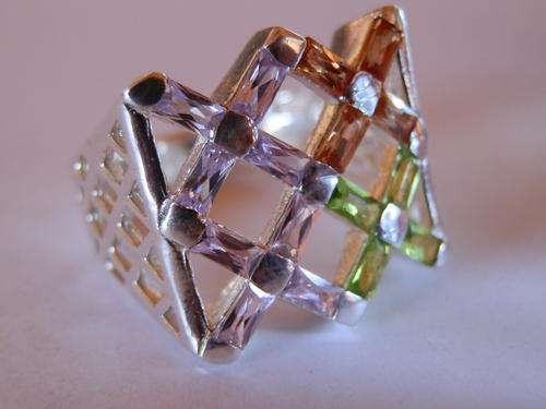 Sterling silver multi gem ring - shipping R40 insured