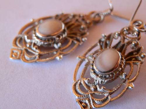 Vintage sterling silver mother of pearl earrings - shipping R40 insured