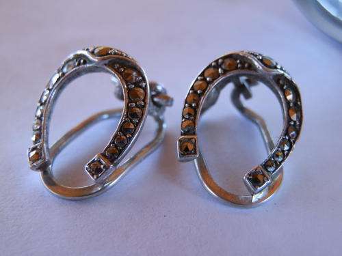 Antique sterling silver marcasite earrings - shipping R40 insured
