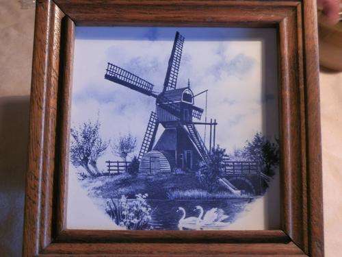 Vintage Delft tile in a frame - shipping R40 insured