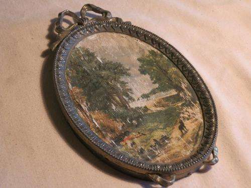 Very old framed silk painting - shipping R45 insured