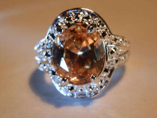 Sterling silver orange topaz ring