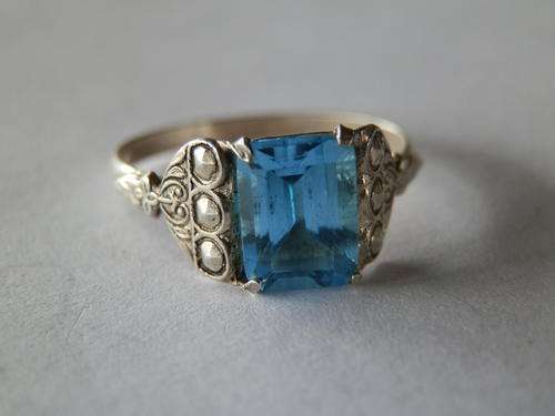 Old vintage sterling silver blue topaz ring - two (2) weeks to pay