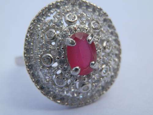 New solid sterling silver natural ruby and topaz ring - two (2) weeks to pay