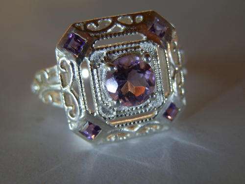 New solid sterling silver natural amethyst ring - two (2) weeks to pay