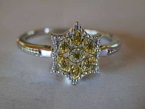 New solid sterling silver natural yellow diamond ring - two (2) weeks to pay