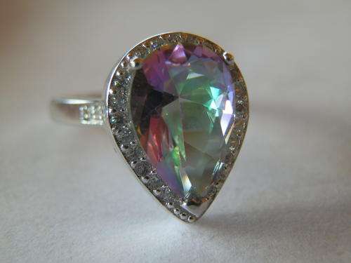 New solid sterling silver rainbow and white topaz ring - two (2) weeks to pay