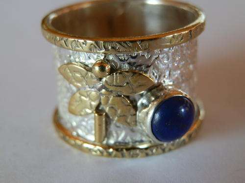 New solid sterling silver natural lapis ring - two (2) weeks to pay