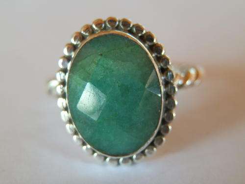 New solid sterling silver natural emerald ring - two (2) weeks to pay