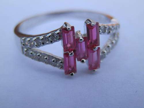 New solid sterling silver pink ruby and topaz ring - two (2) weeks to pay