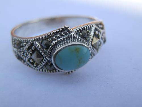 Sterling silver turquoise and marcasite ring - two (2) weeks to pay