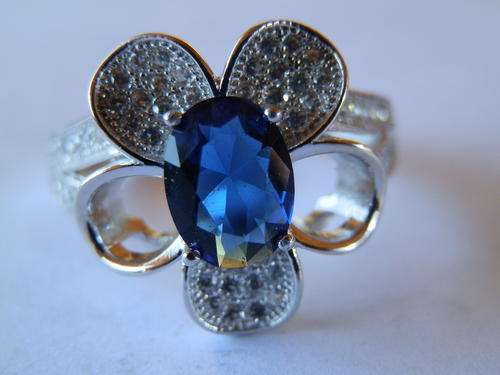 New solid sterling silver blue sapphire quartz and topaz ring - two (2) weeks to pay