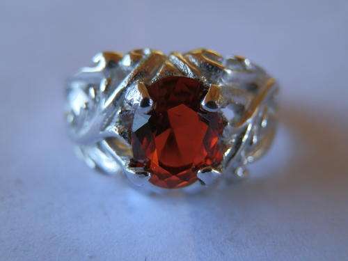 New solid sterling silver garnet ring - thirty (30) days to pay