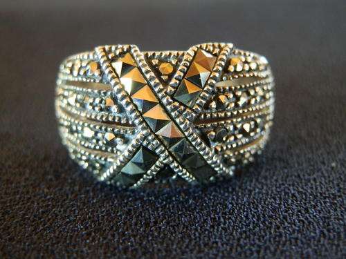 Sterling silver - 5.7 gram - marcasite ring - thirty (30) days to pay