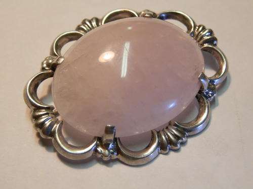 FOR AIMA ONLY!! Old vintage sterling silver rose quartz brooch