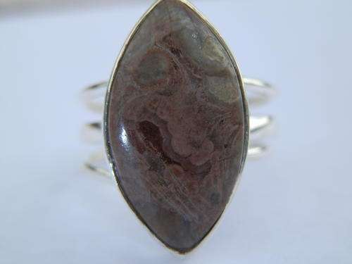 New solid sterling silver - 3.9 gram - mushroom rhyolite ring