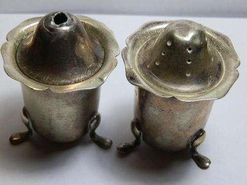 Antique Sheffield Hallmarked sterling silver salt & pepper pot set - thirty (30) days to pay
