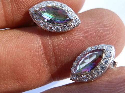 New sterling silver mystic and white topaz earrings - thirty (30) days to pay