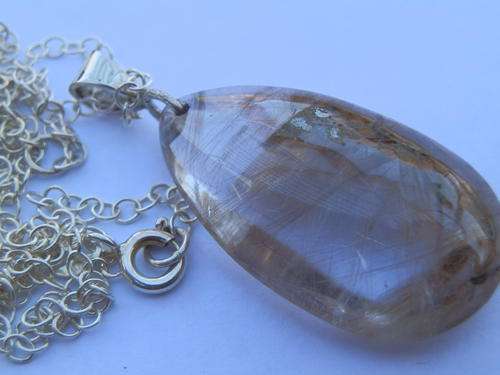 New sterling silver rutilated quartz pendant - thirty (30) days to pay