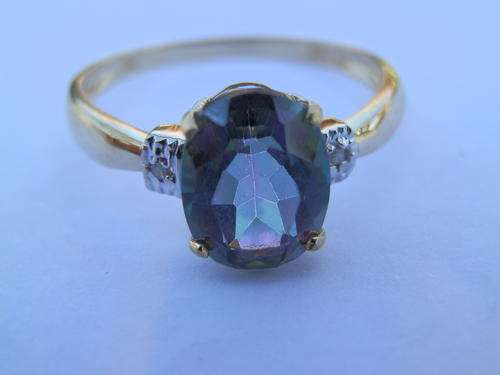 New 9 ct gold mystic topaz and diamond ring - thirty (30) days to pay