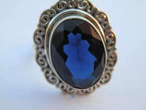 New sterling silver 6 ct  blue sapphire quartz ring - thirty (30) days to pay