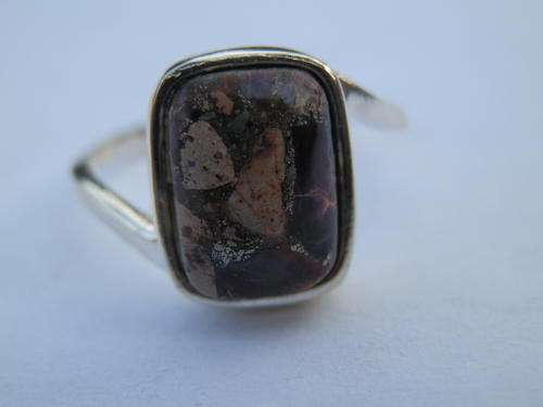 New sterling silver purple copper turquoise ring - seven (7) days to pay
