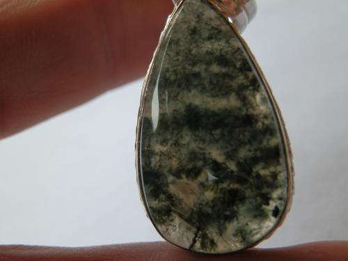 New sterling silver natural moss agate pendant - seven (7) days to pay