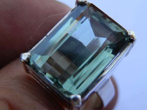 New sterling silver 15.41 ct Uruguay bluish quartz ring - thirty (30) days to pay
