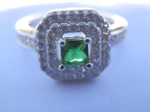 New sterling silver emerald quartz and topaz ring - thirty (30) days to pay