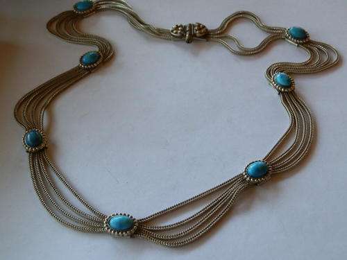Vintage sterling silver tuquoise necklace - thirty (30) days to pay
