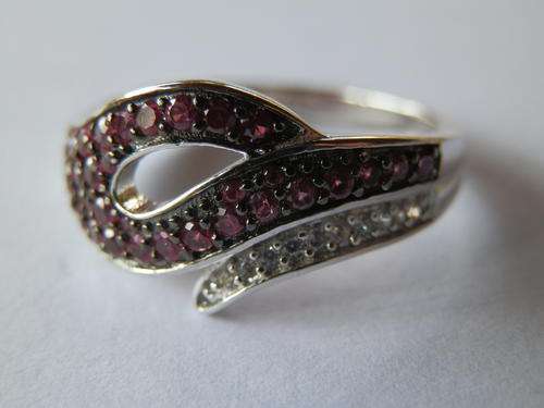 Sterling silver natural ruby and topaz ring - seven (7) days to pay