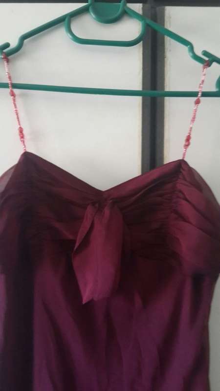 Sleevless Maroon Handkerchief style Dress