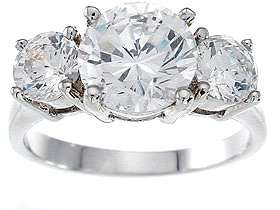 STERLING SILVER CLASSIC 3 STONE  CZ RING  Size 8