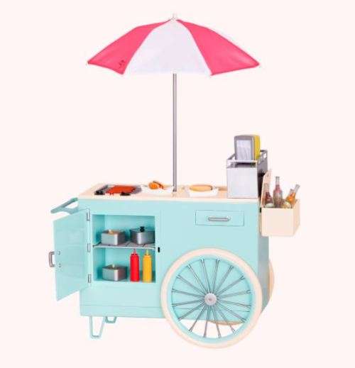 Our Generation Retro Hot Dog Cart With Accessories
