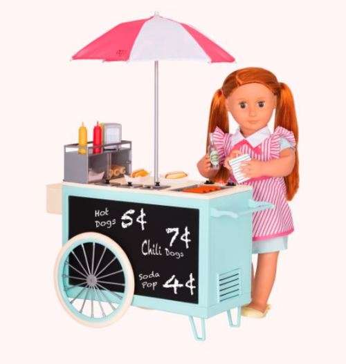 Our Generation Retro Hot Dog Cart With Accessories