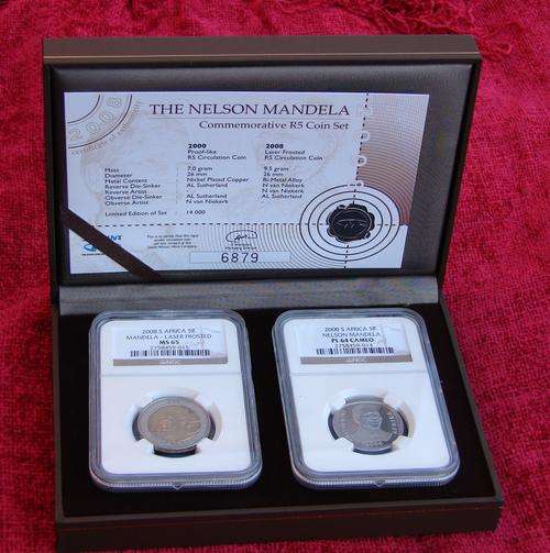** NGC Graded - Nelson Mandela Commemorative R5 Coin Set (# 6879) **