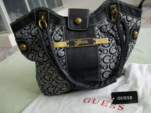 Guess Handbag (Stylish big black-grey designer handbag)