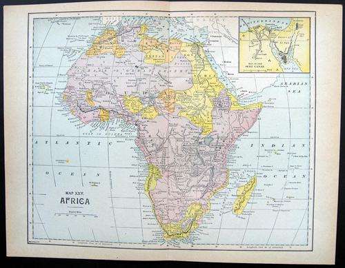 ORIGINAL ANTIQUE MAP OF AFRICA FROM THE 1890's