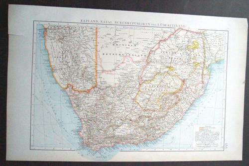 1880's ORIGINAL ANTIQUE MAP OF SOUTH AFRICA (in German) (ALSO SEE MY OTHER MAPS)