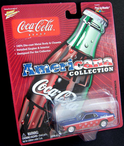COCA COLA DIECAST AMERICANA SERIES - 1970 MUSTANG FASTBACK - MINT ON CARD