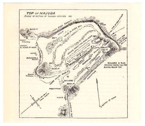 1901 ANTIQUE MAP ( MAJUBA - 1st ANGLO BOER WAR 1880 - 1881 )