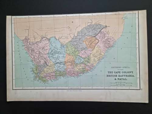 1864 ORIGINAL ANTIQUE MAP OF SOUTH AFRICA - over 150 years old