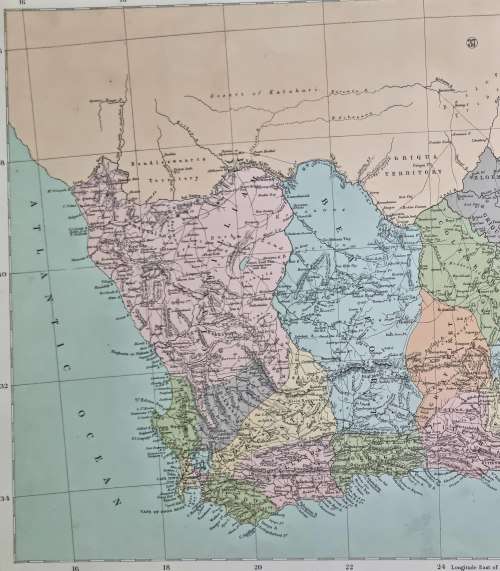 1864 ORIGINAL ANTIQUE MAP OF SOUTH AFRICA - over 150 years old