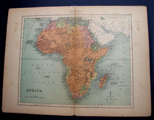 1890's ORIGINAL ANTIQUE MAP OF AFRICA