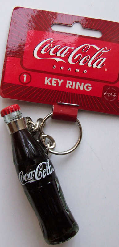 MINIATURE GLASS COCA COLA BOTTLE KEYRING - Filled with Coke