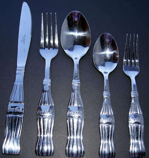 COCA COLA COKE GIBSON STAINLESS STEEL CUTLERY SET - UNUSED